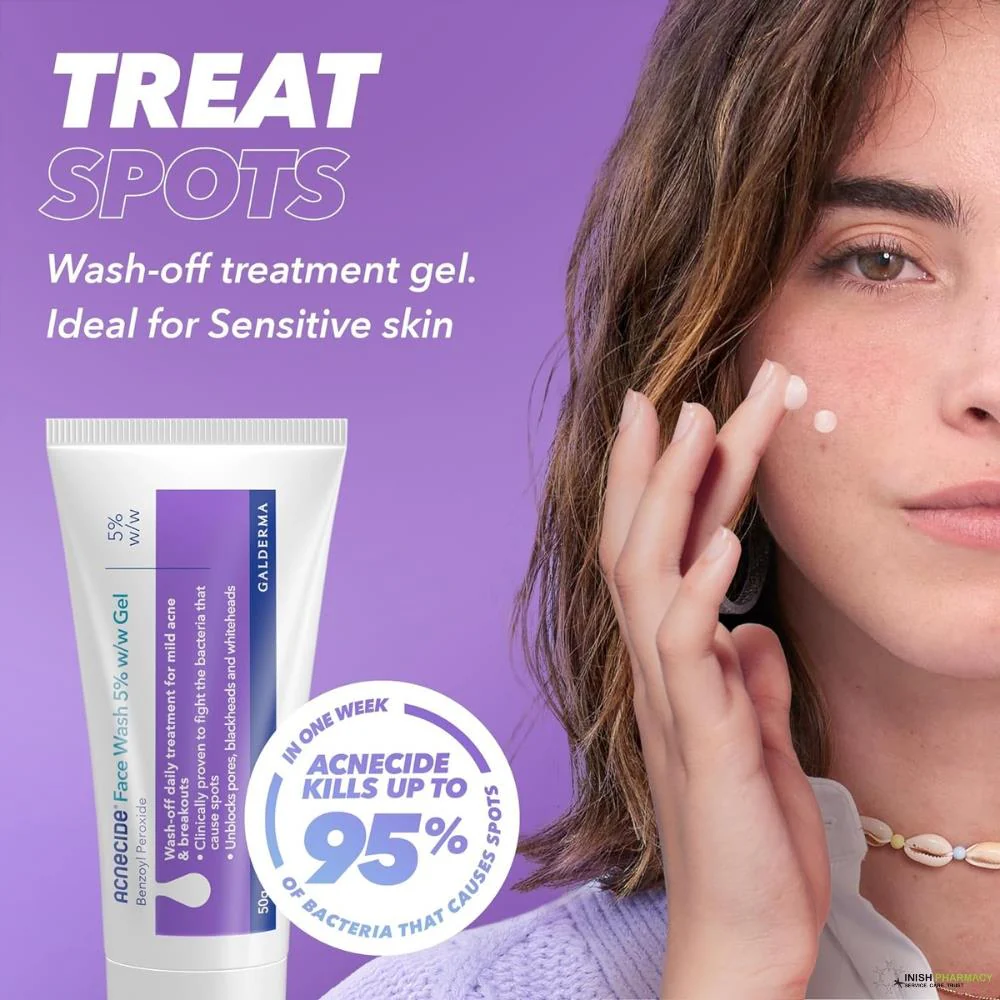 Acnecide 5% Benzoyl Peroxide Acne Treatment Wash Gel 50g - Image 3