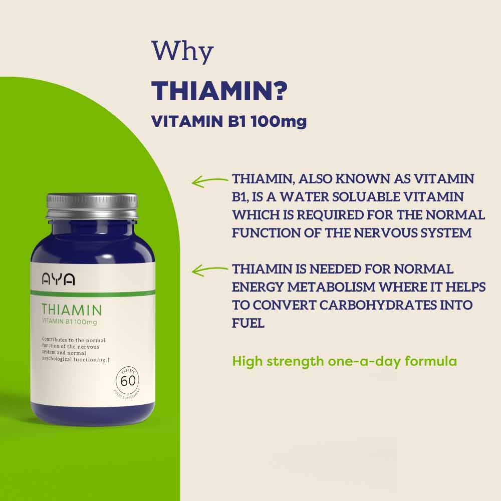AYA Vitamin B1 Thiamin 100mg Tablets - Image 2