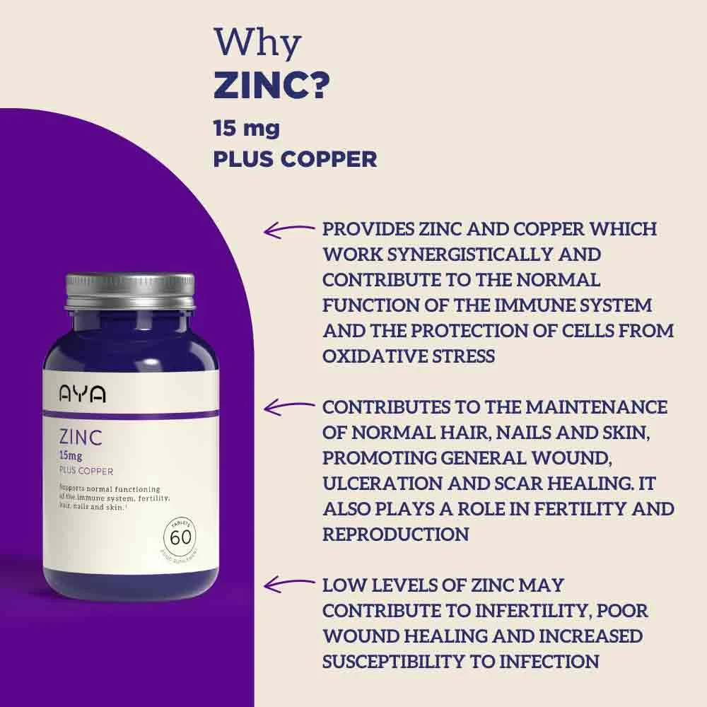 AYA Zinc Oxide 15mg Tablets with Copper 60 Pack - Image 2