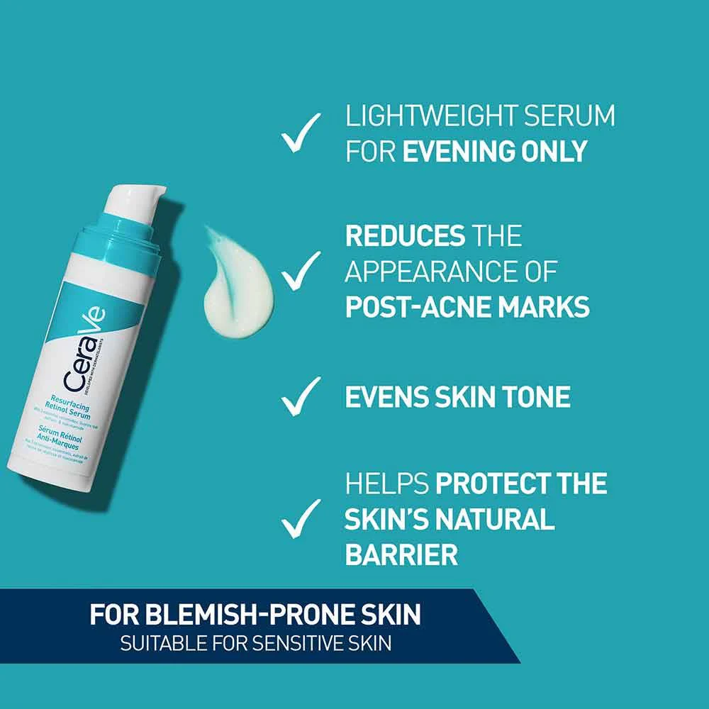 CeraVe Resurfacing Retinol Serum With Niacinamide For Blemish Prone Skin 30ml - Image 3