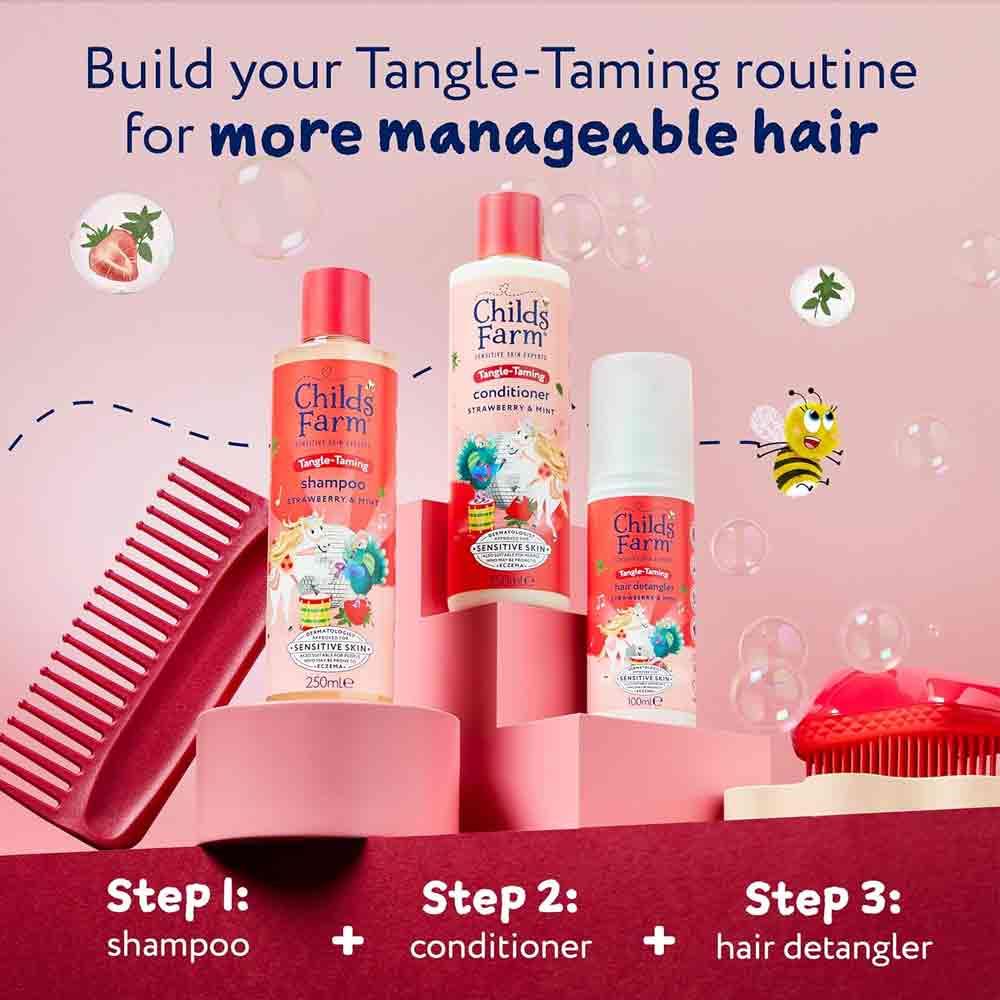 Childs Farm Tangle-Taming Hair Detangler Strawberry & Mint 100ml - Image 6
