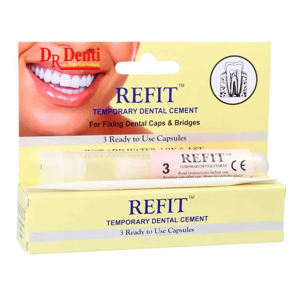Dr Denti Refit Temporary Dental Cement 3 Capsules