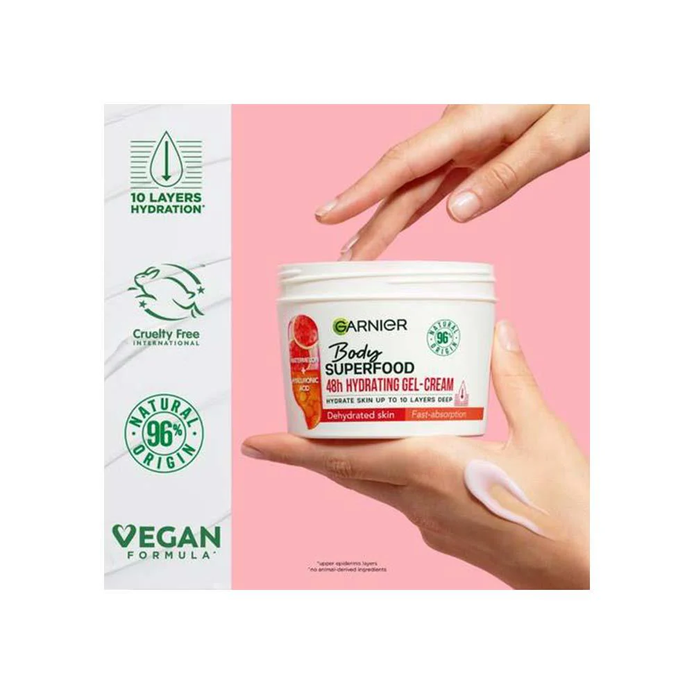 Garnier Body Superfood Hydrating Gel-Cream Watermelon & Hyaluronic Acid 380ml - Image 3