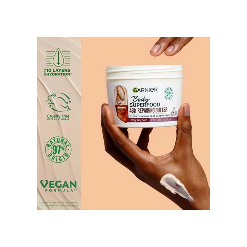 Garnier Body Superfood Repairing Body Butter Cocoa & Ceramide 380ml - Image 2