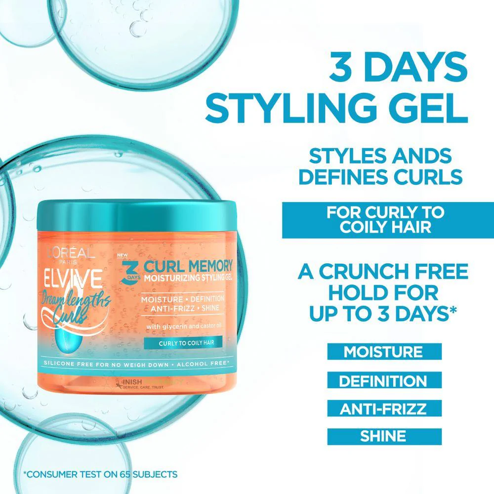 L'Oreal Elvive Dream Lengths Curls 3 Days Moisturising Styling Gel 400ml - Image 2