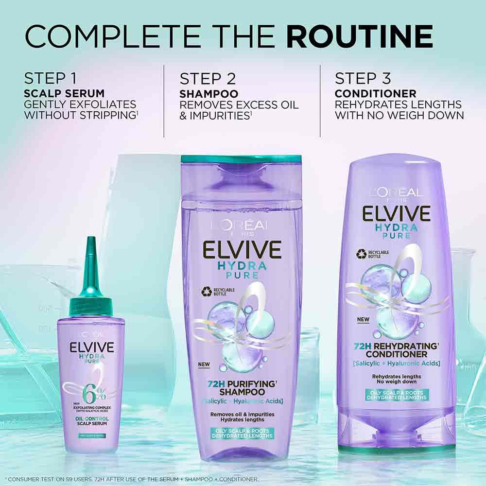 L'Oreal Elvive Hydra Pure 72h Purifying Shampoo 400ml - Image 3