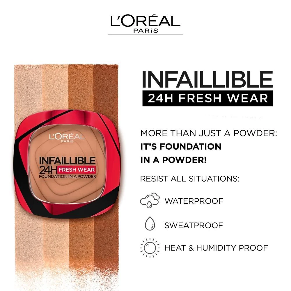 L'Oreal Infallible 24H Fresh Wear Powder Foundation 120 - Image 3