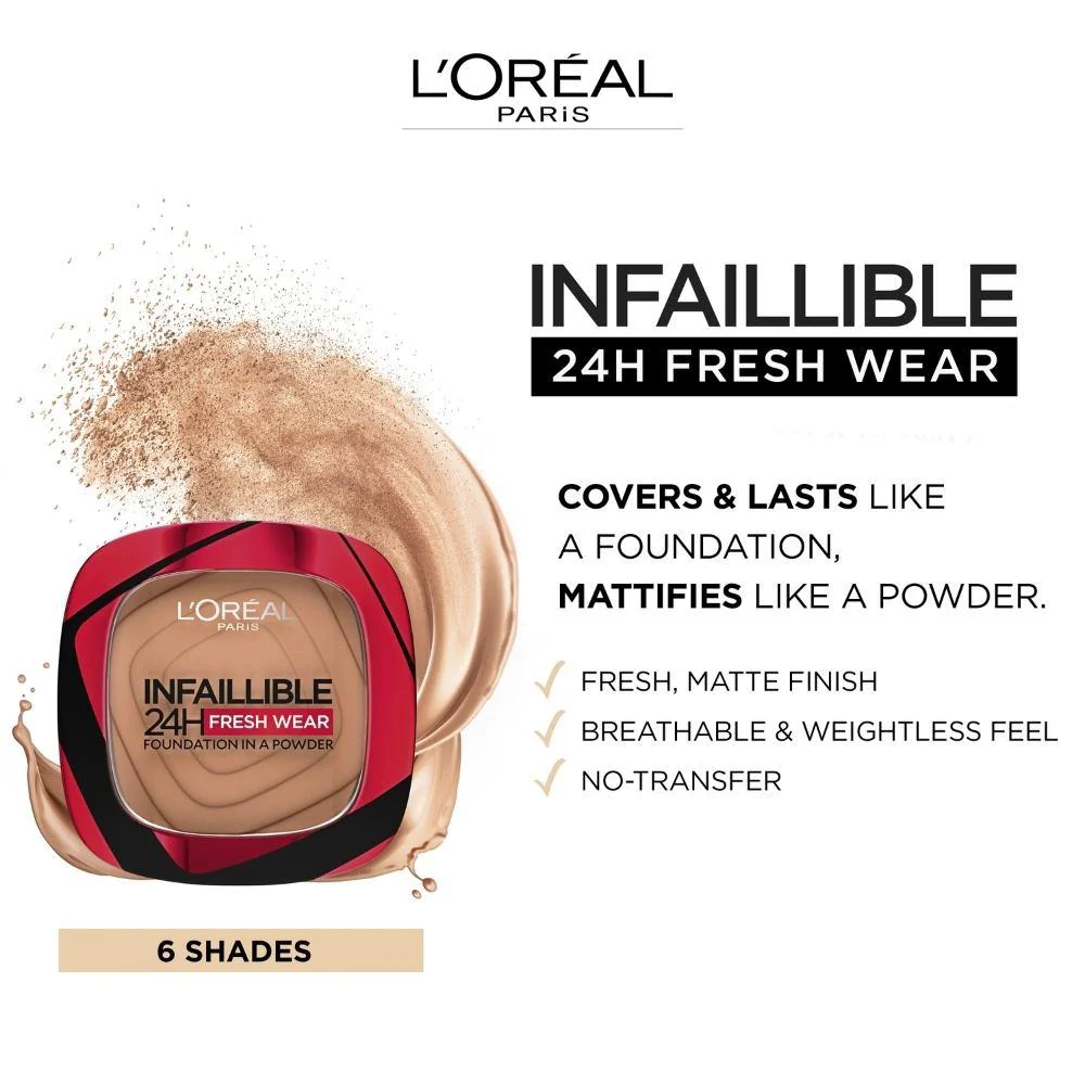 L'Oreal Infallible 24H Fresh Wear Powder Foundation 140 - Image 4