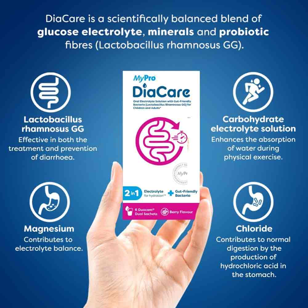 MyPro Diacare Oral Rehydration Solution with Lactobacillus Rhamnosus Berry 6 Sachets - Image 2