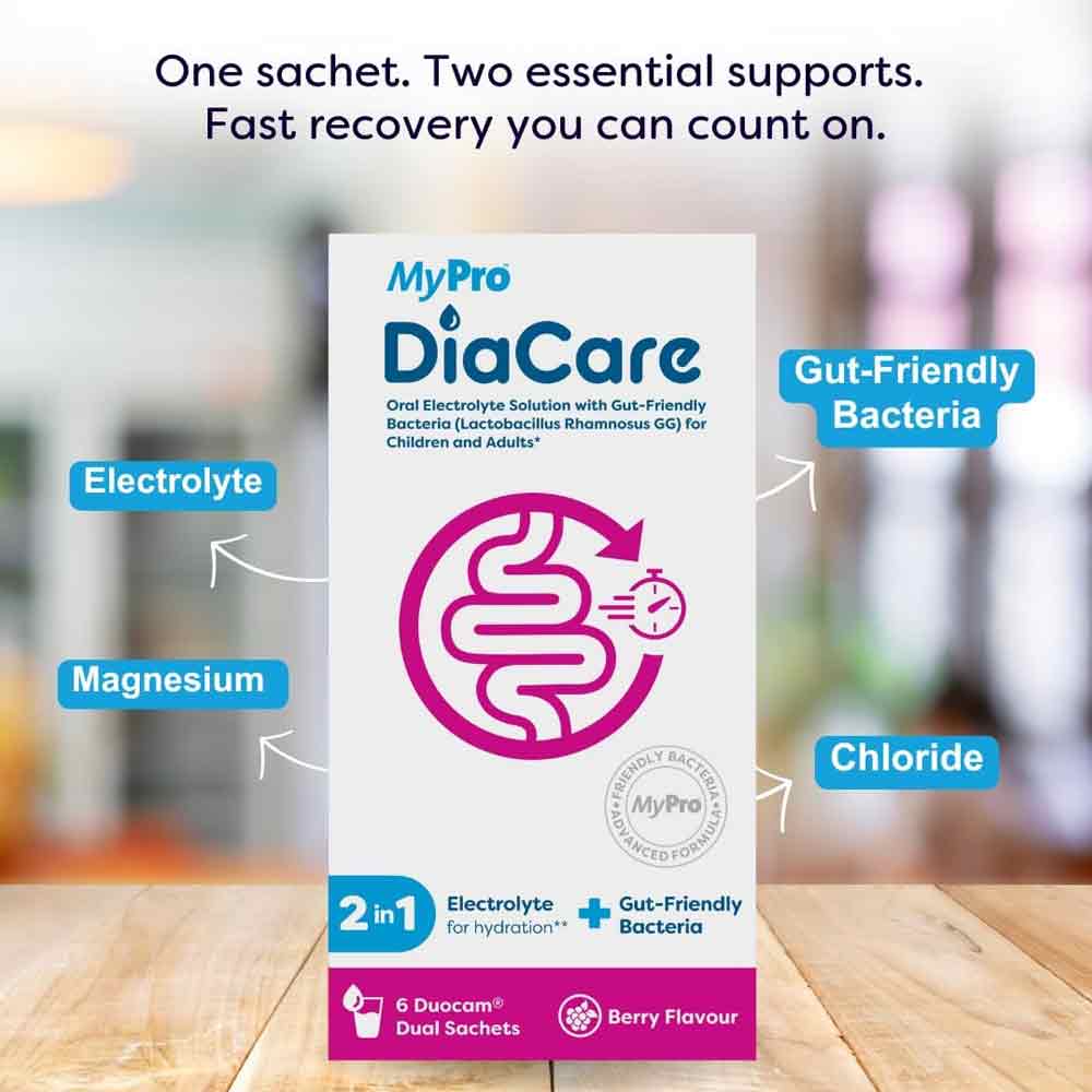 MyPro Diacare Oral Rehydration Solution with Lactobacillus Rhamnosus Berry 6 Sachets - Image 3