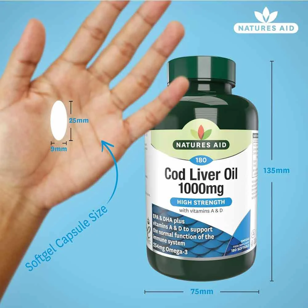 Natures Aid High Strength Cod Liver Oil 1000mg 180 Pack - Image 3