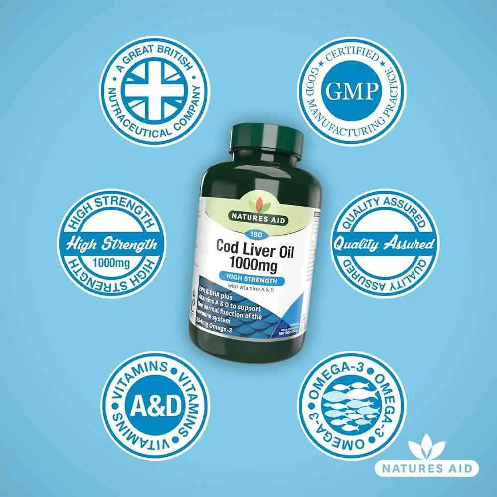 Natures Aid High Strength Cod Liver Oil 1000mg 180 Pack - Image 4