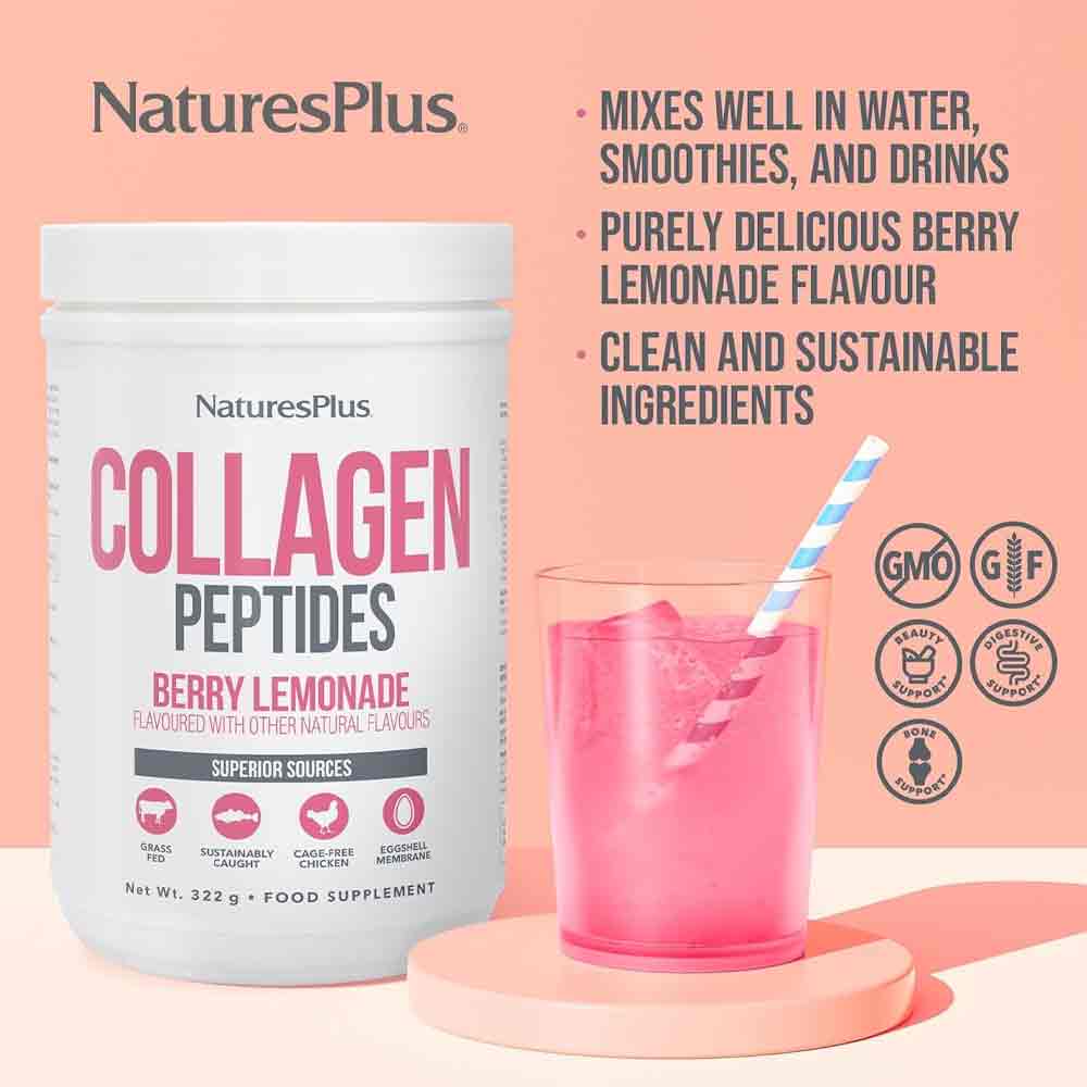 Natures Plus Collagen Peptides Berry Lemonade 322g - Image 3