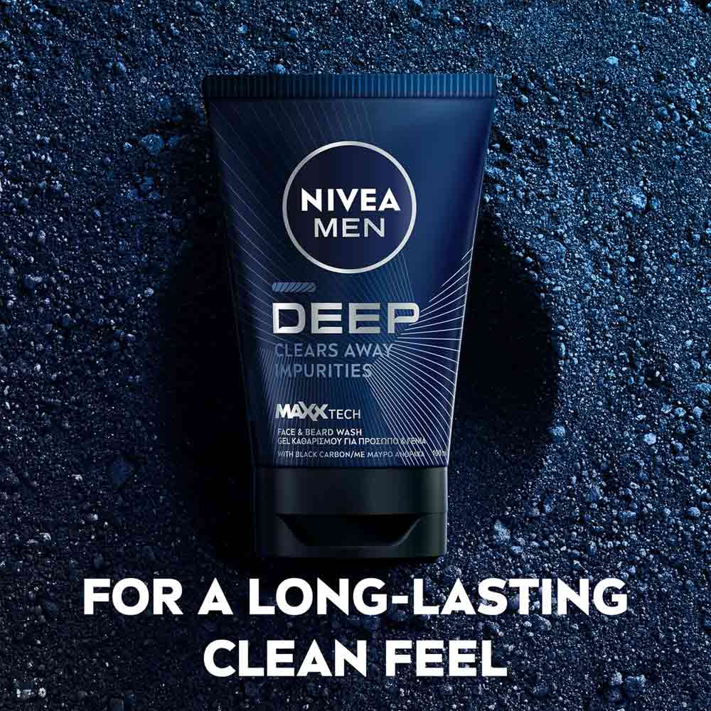 Nivea Men Deep Face and Beard Wash 100ml - Image 3