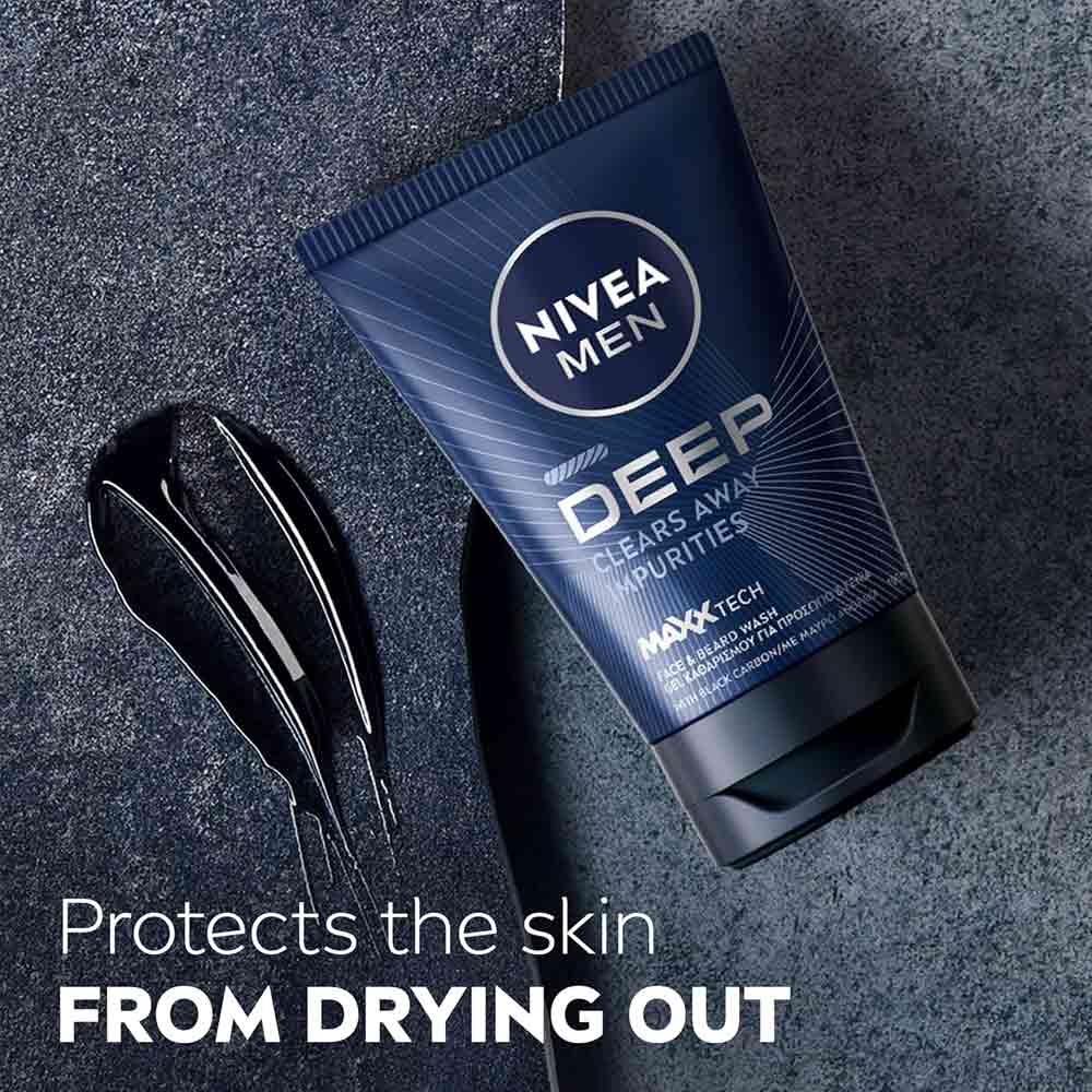 Nivea Men Deep Face and Beard Wash 100ml - Image 6
