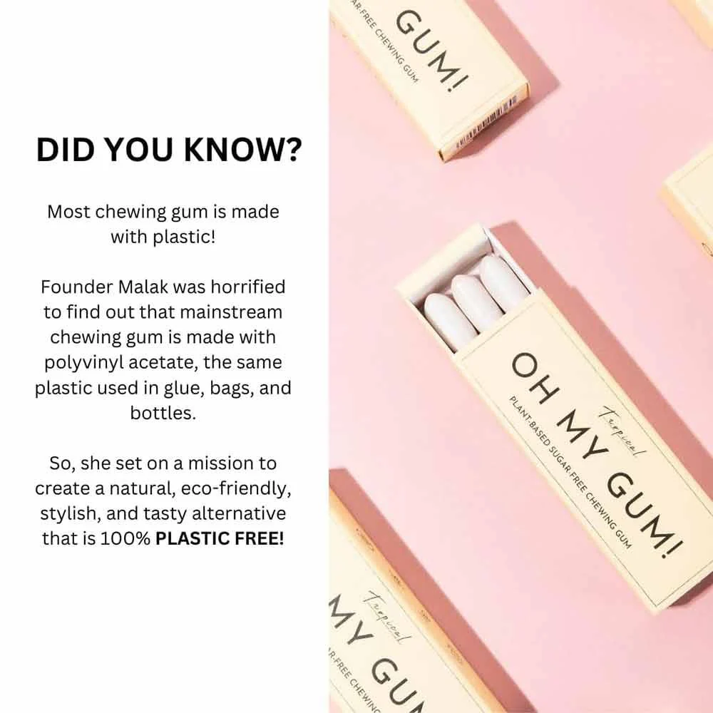 Oh My Gum! Tropical Flavoured Plant Based Chewing Gum 10 Pieces - Image 4