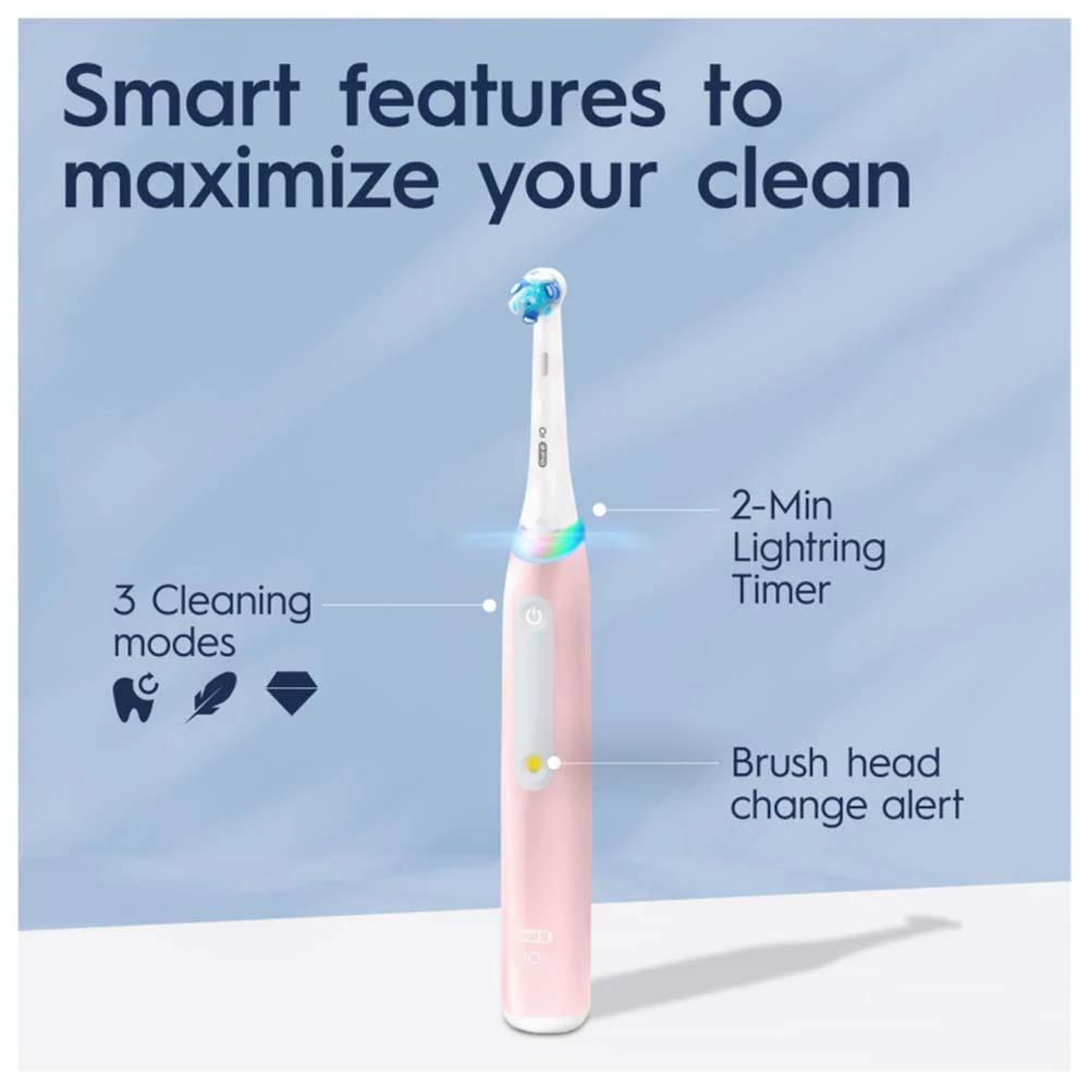 Oral-B iO3 Blush Pink Electric Toothbrush +Travel Case - Image 4
