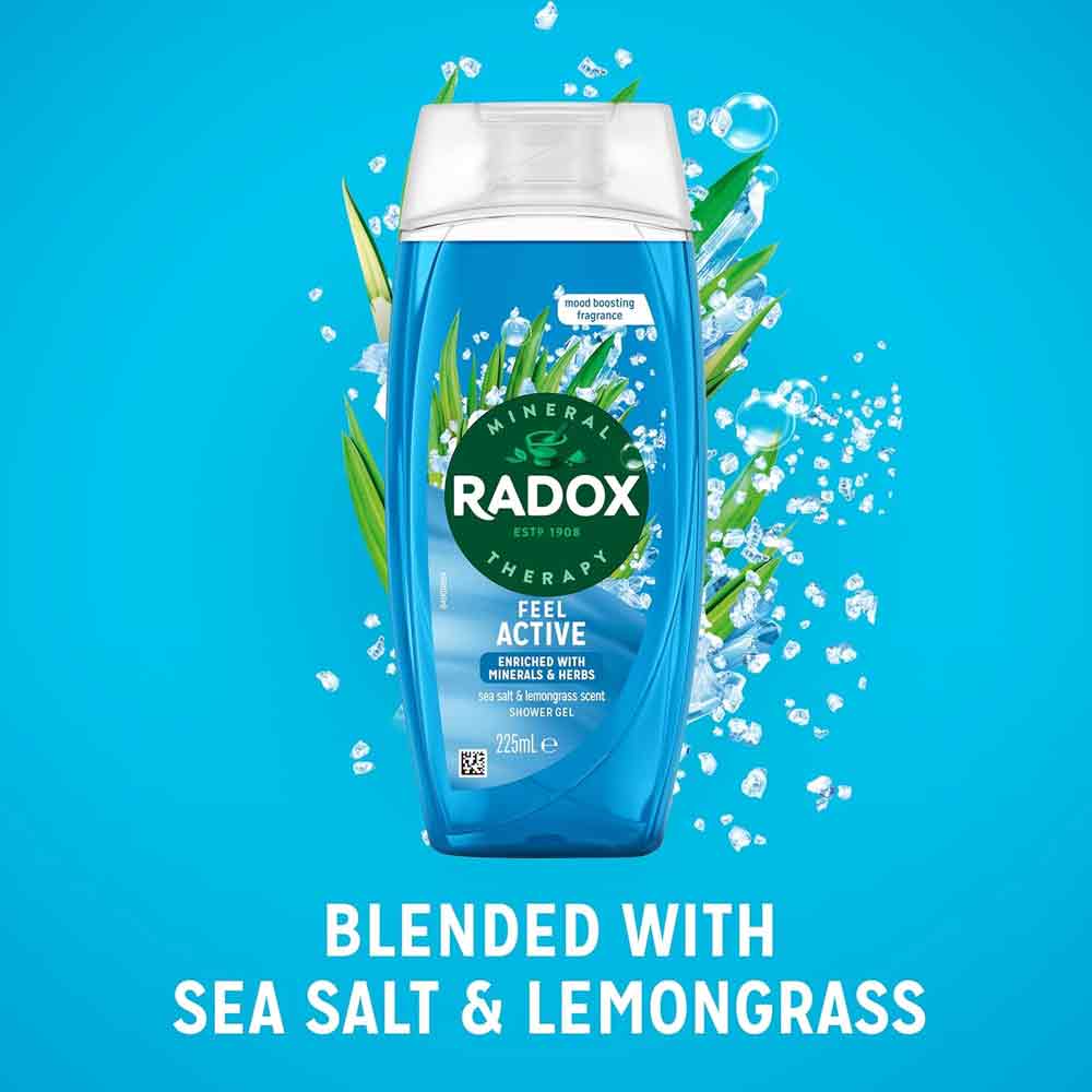 Radox Shower Feel Active Sea Salt & Lemongrass Shower Gel 225ml - Image 4