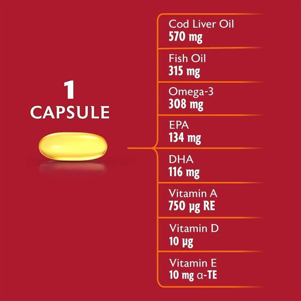 Seven Seas Maximum Strength Cod Liver Oil Capsules 60 Pack - Image 5