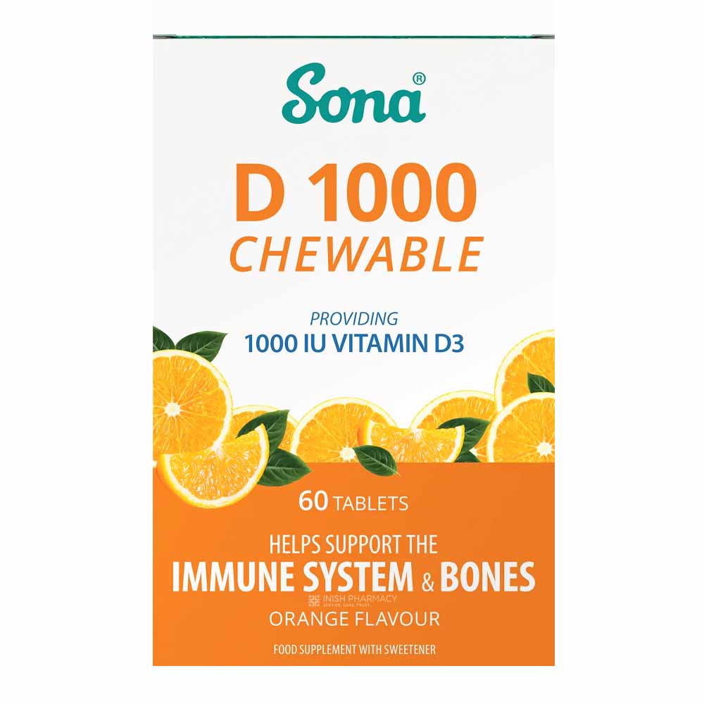 Sona D 1000 Vitamin D3 1000IU 60 Chewable Tablets