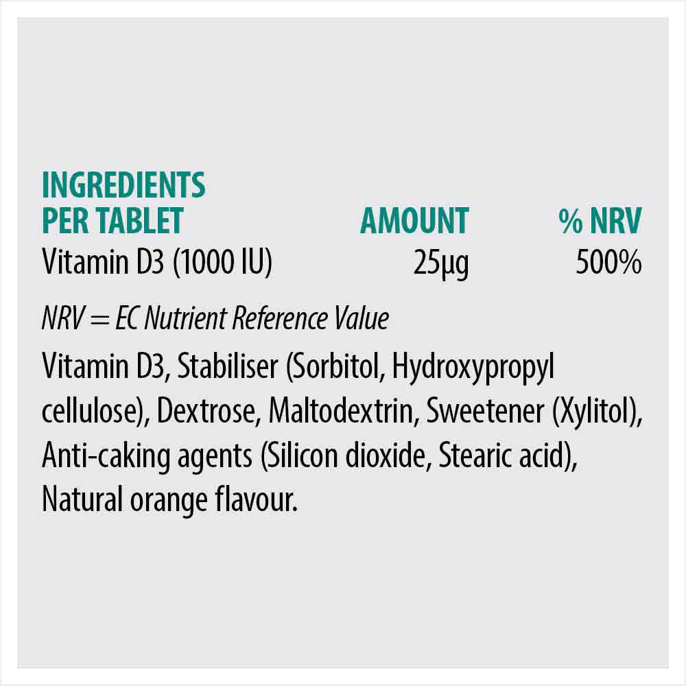 Sona D 1000 Vitamin D3 1000IU 60 Chewable Tablets - Image 3