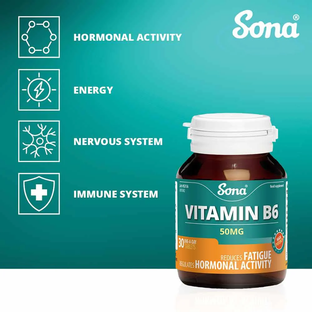 Sona Vitamin B6 50mg One A Day 60 Tablets - Image 2