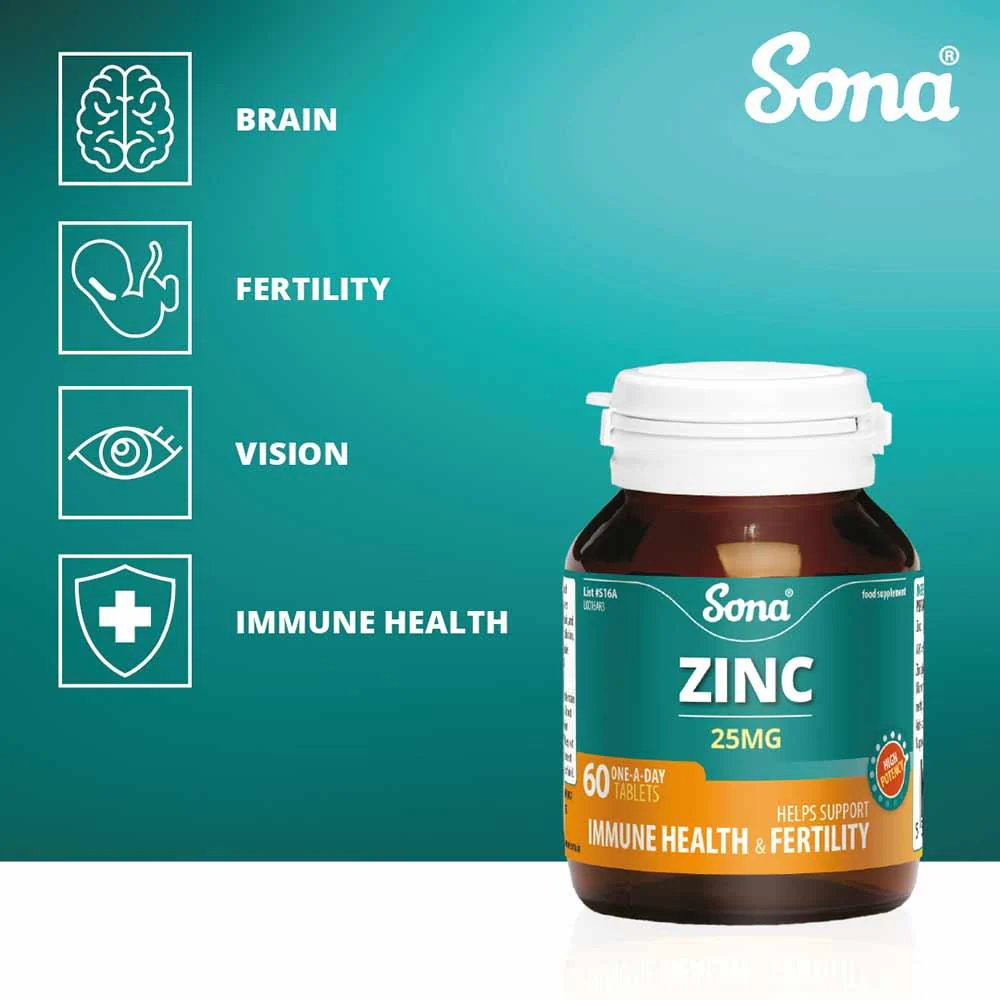 Sona Zinc 25mg 60 Tablets - Image 2