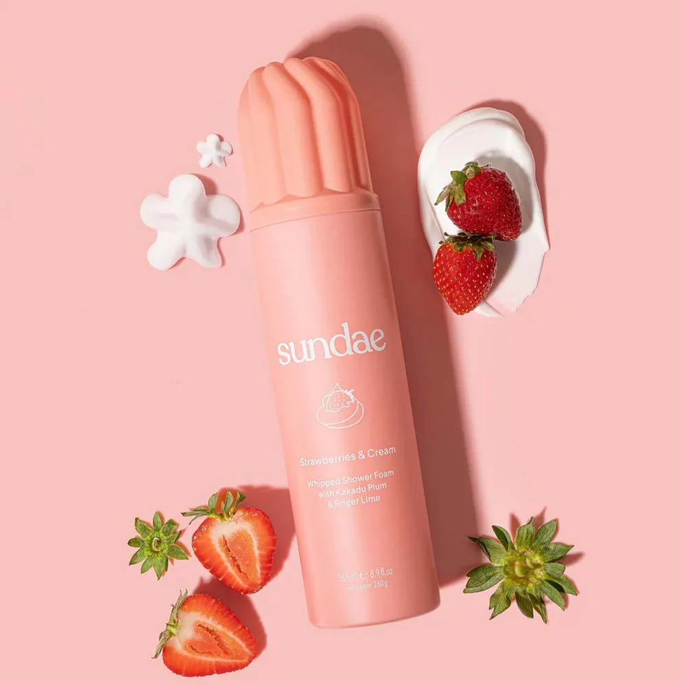 Sundae Whipped Shower Foam Strawberries and Cream 265ml - Image 2