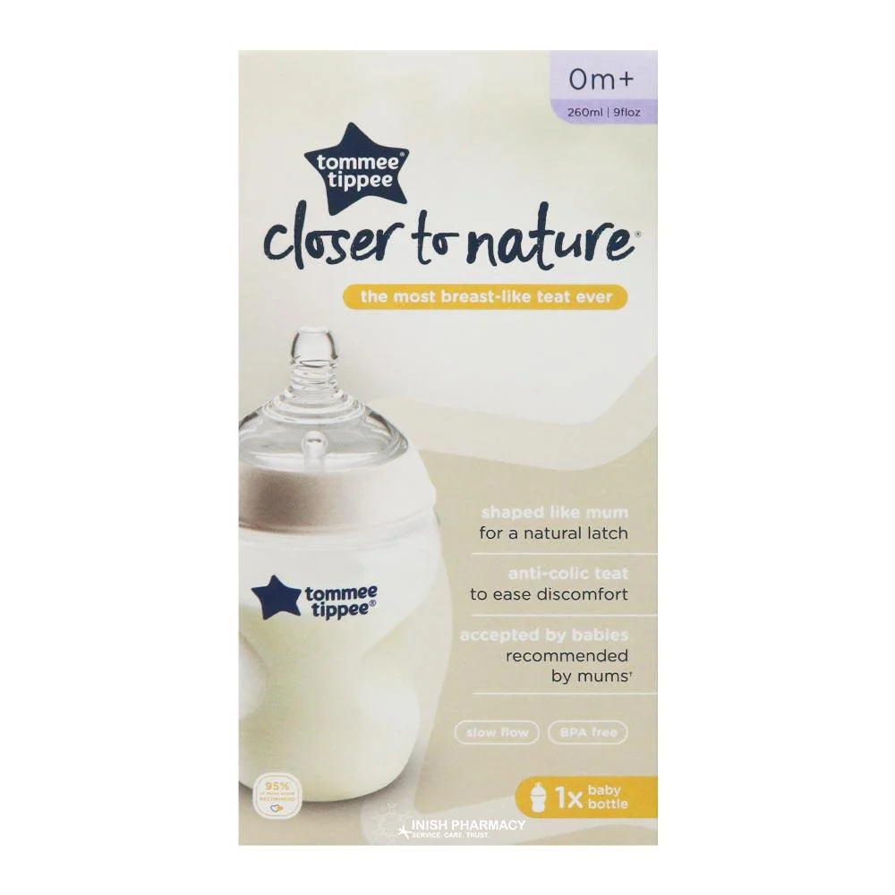 Tommee Tippee Closer To Nature Feeding Bottle 0m+ Slow Flow 260ml
