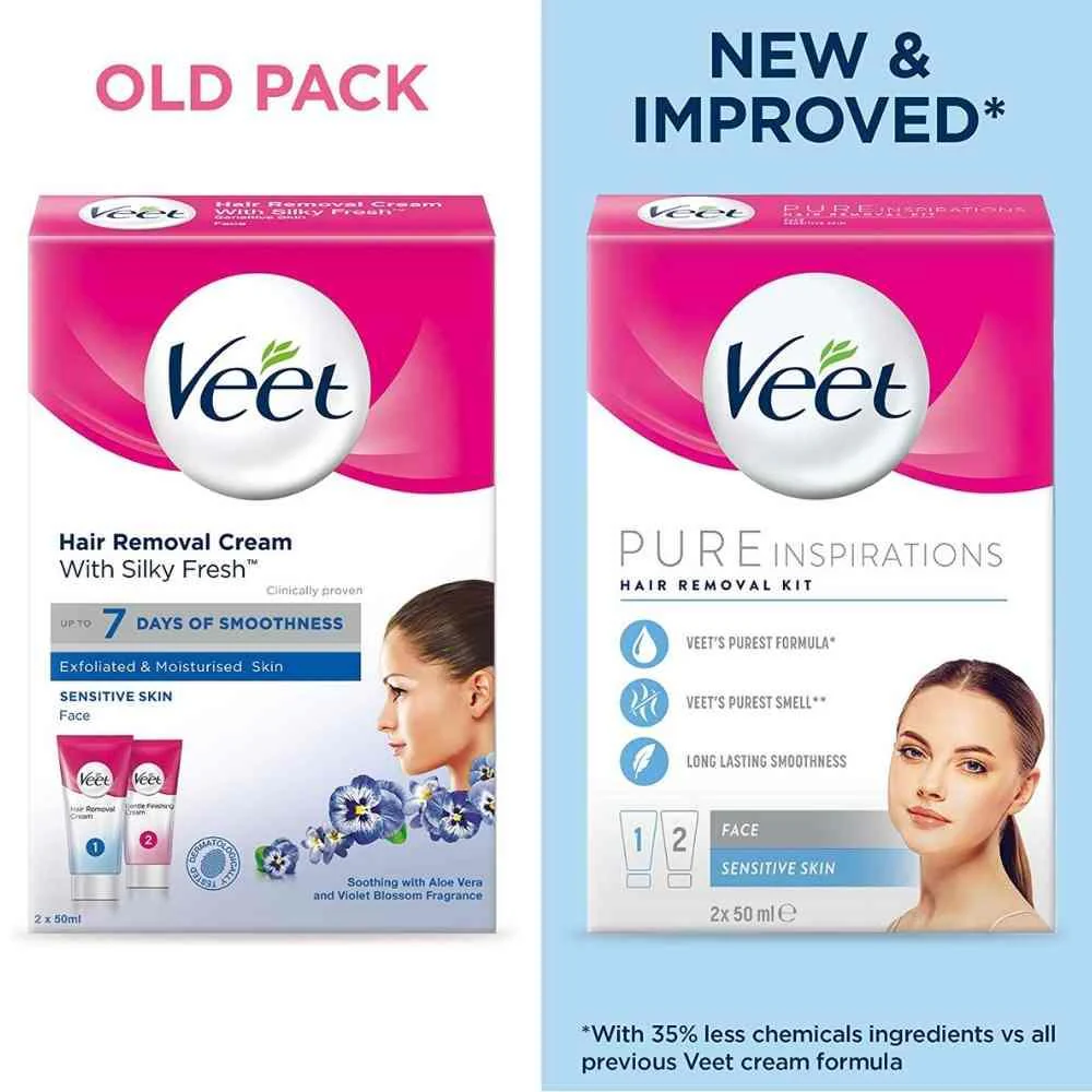 Veet Pure Inspirations Face Hair Removal Kit For Sensitive Skin 2 x 50ml - Image 2